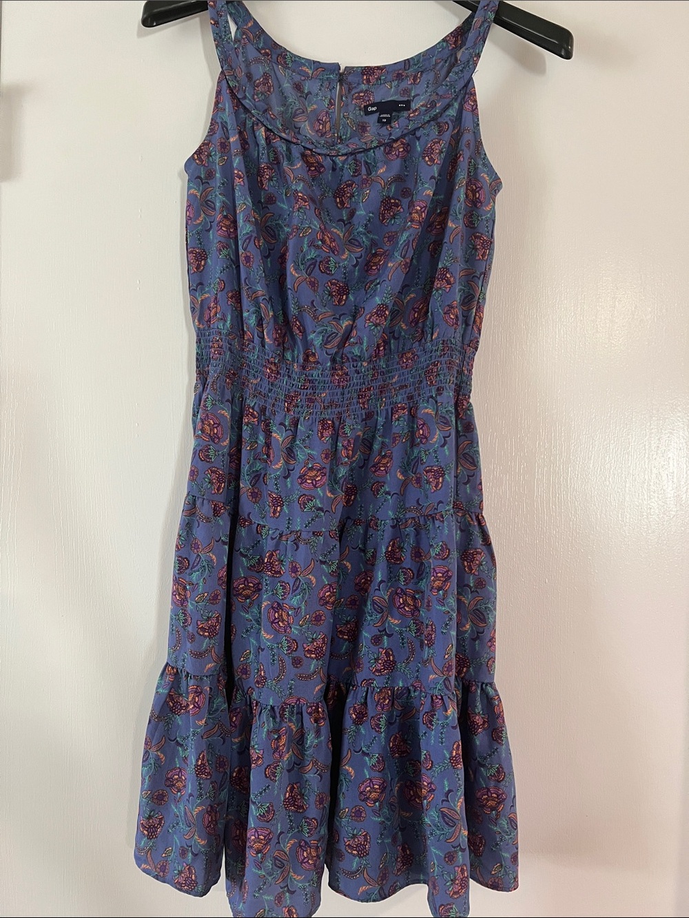 GAP Blue Floral Tiered Sundress with Smocked Waist